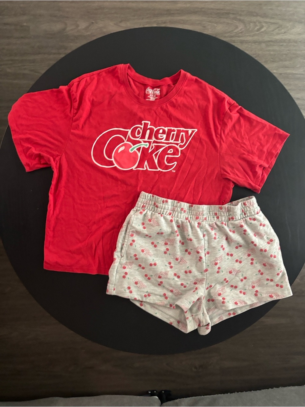 Coca Cola Red & Heather Gray Cherry Print Kids Pajama Set